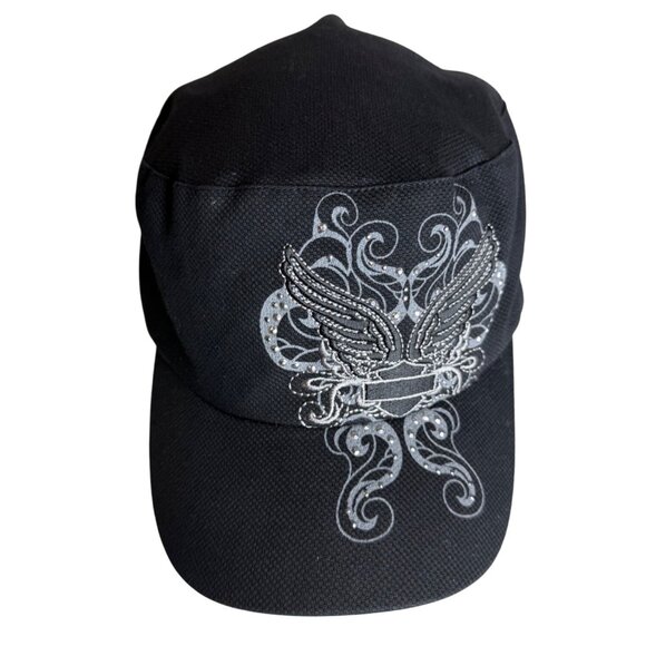 Harley Davidson Black Embroidered Lace Back Hat - Picture 2 of 7